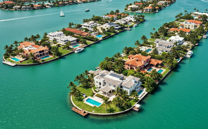 Miami's Exclusive Island Trio, Palm Island, Hibiscus Island, and Star Island.